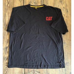 CAT/Caterpillar Heavyweight T-Shirt Mens XL Black Short Sleeve 100% Cotton Work